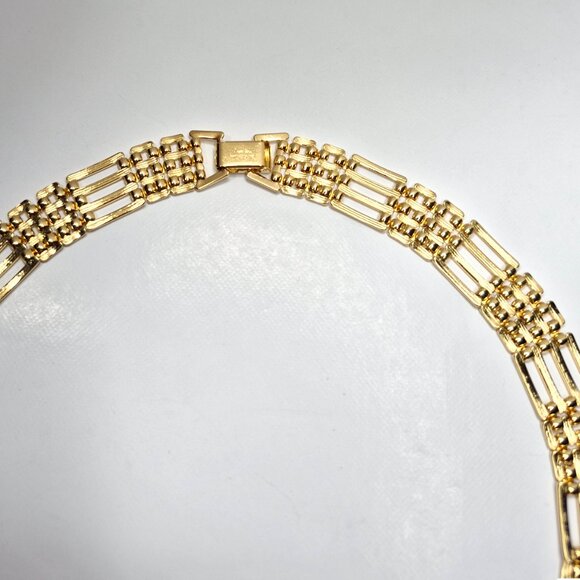 Napier Signed Designer Vintage Gold Plated Panther Link Necklace RARE 1980s - Picture 5 of 8